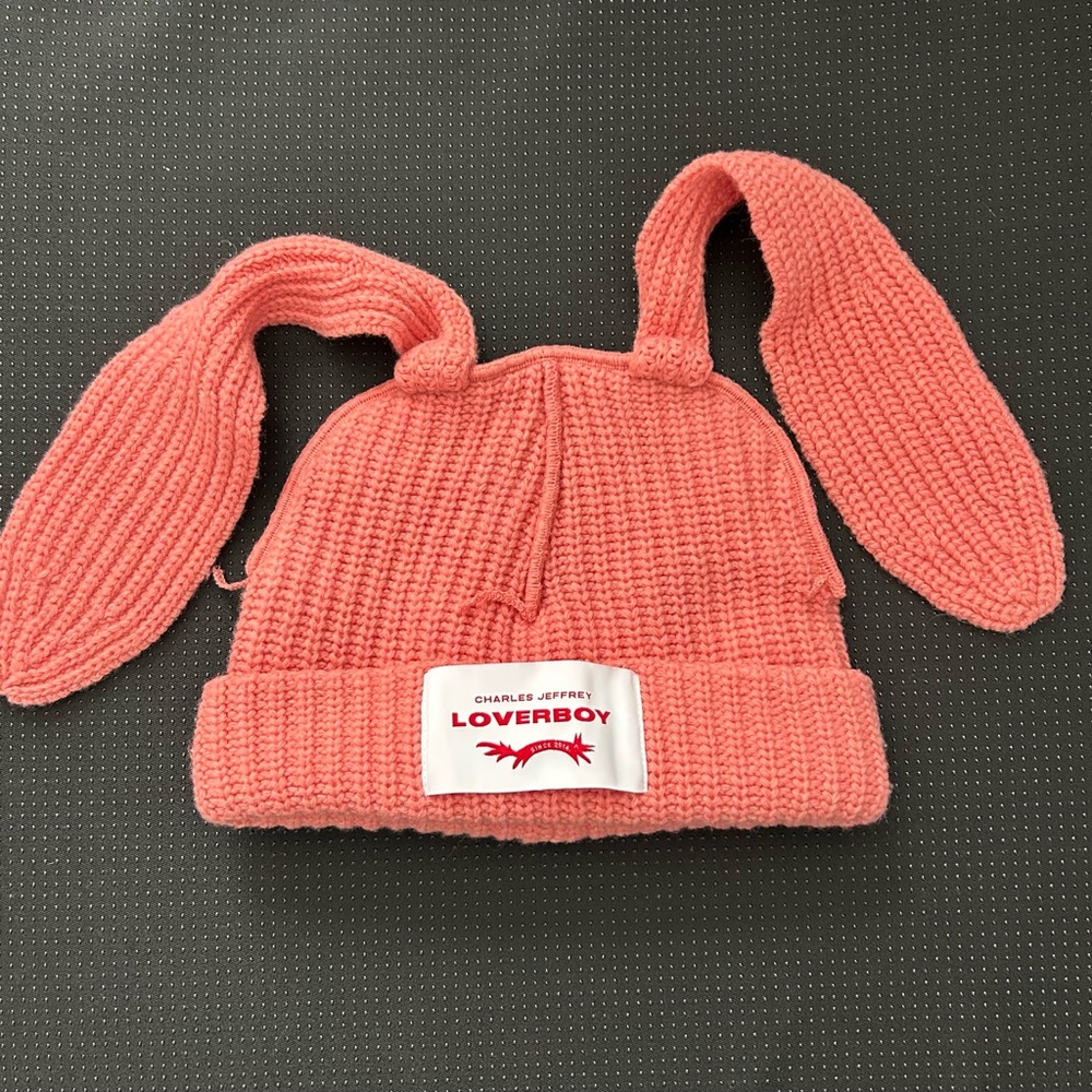 Charles Jeffrey Loverboy pink bunny beanie
